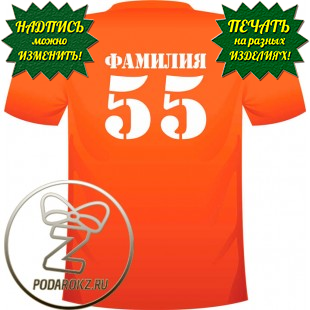 Печать номера / печать фамилии на футболке и одежде (макет №1) в Зеленограде, Москве, других городах